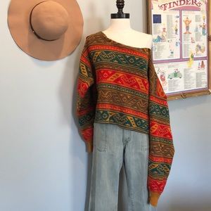 Vintage Hand Cut Off The Shoulder Sweater